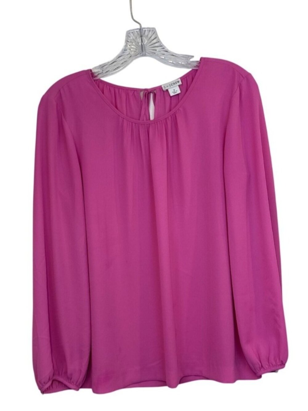 J. by J.Crew Women's 2 Pink Long Sleeve Blouse Keyhole Back Casual Chic Top